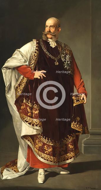 Emperor Franz Joseph I in the regalia of the Order of the Golden Fleece, 1893. Creator: Edmund Polz.