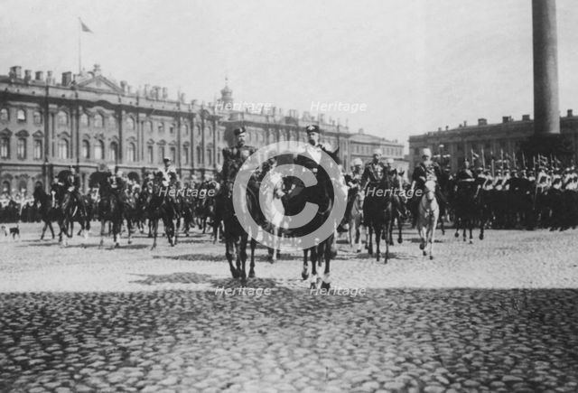Emperor Franz Joseph I of Austria on a state visit to St Petersburg, Russia, 1897. Artist: Unknown