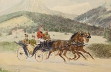 Emperor Franz Joseph I of Austria and Archduke Franz Ferdinand … in a carriage, 1900s-1910s. Creator: Wilda, Heinrich Gottfried (1862-1922)