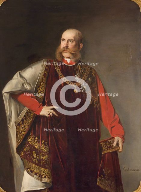 Emperor Franz Joseph I. of Austria in the regalia of the Order of the Golden Fleece, 1880s.