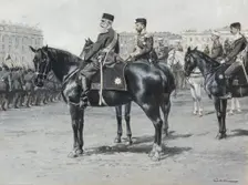 Emperor Franz Joseph I of Austria with Tsar Nicholas II of Russia and entourage at... 1897, c 1908. Creator: Gause, Wilhelm (1853-1916)