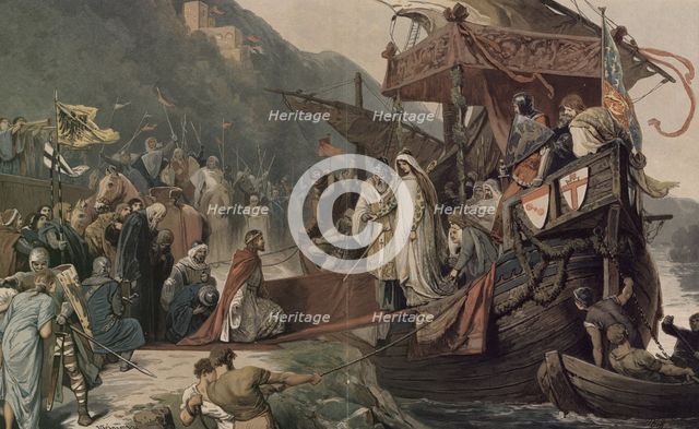 Emperor Frederick II receives at Stolzenfels his bride Isabella. Artist: Zick, Alexander (1845-1907)