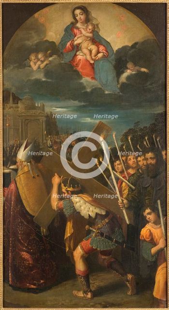 Emperor Heraclius Carrying the Cross to Jerusalem, c16th century. Creator: Unknown.
