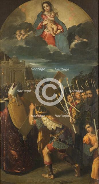Emperor Heraclius returns the True Cross to Jerusalem.