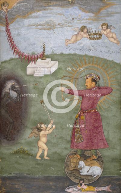 Emperor Jahangir Triumphing Over Poverty (image 2 of 2), between c1620 and c1625. Creator: Abu'l-Hasan.