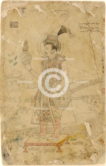Emperor Jahangir holding an orb, early 18th century. Creator: Unknown.