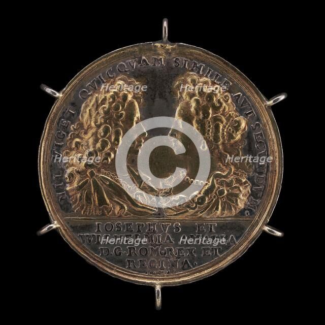 Emperor Joseph I and Princess Wilhelmina Amalia [obverse], 1699. Creator: Philipp Heinrich Müller.