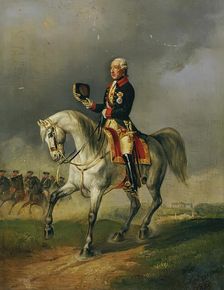 Emperor Joseph II riding, 1850. Creator: Ludwig Johann Passini