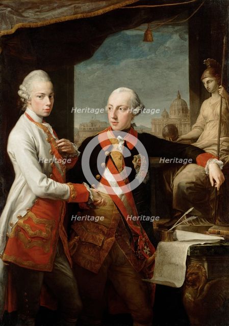 Emperor Joseph II with Grand Duke Pietro Leopoldo of Tuscany, 1769. Artist: Batoni, Pompeo Girolamo (1708-1787)