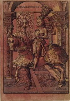 Emperor Maximilian I, armed on horseback, 1508. Artist: Hans Burgkmair, the Elder