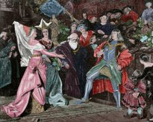 Emperor Maximilian I requesting the hand of Mary of Burgundy, (19th century). Creator: Wollerman