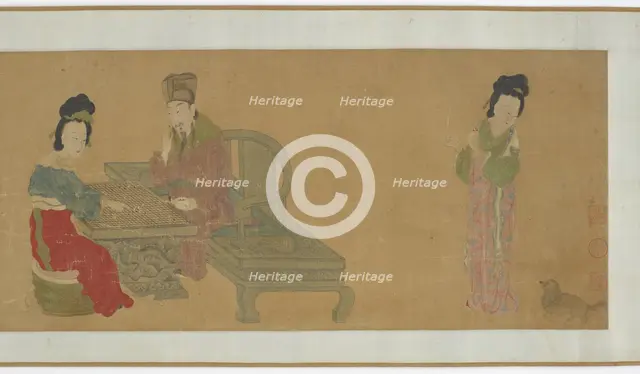 Emperor Minghuang and Consort Yang Playing Weiqi, Ming or Qing dynasty, (17th century?). Creator: Unknown.