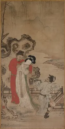Emperor Minghuang Teaching Yang Gueifei to Play the Flute, late 1400s-early 1500s. Creator: Choryusai (Japanese)
