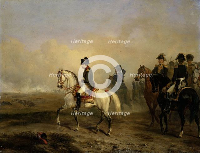Emperor Napoleon I and his staff on horseback, 1810-1850. Creator: Emile Jean-Horace Vernet.