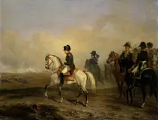 Emperor Napoleon I and his staff on horseback, 1810-1850. Creator: Emile Jean-Horace Vernet