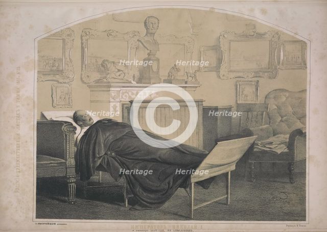 Emperor Nicholas I on his deathbed, 1855. Creator: Timm, Wassili (George Wilhelm) (1820-1895).
