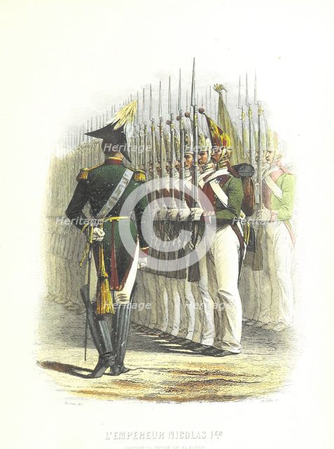 Emperor Nicholas I reviewing his guard, 1855.  Creators: Boyer, Charles-Amédée Colin.