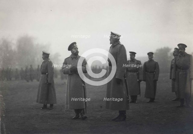 Emperor Nicholas II and Grand Duke Nikolai Nikolaevich at Baranovichi, September 1914, 1914. Artist: Anonymous  