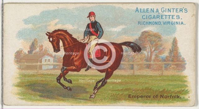 Emperor Norfolk, from The World's Racers series (N32) for Allen & Ginter Cigarettes, 1888. Creator: Allen & Ginter.