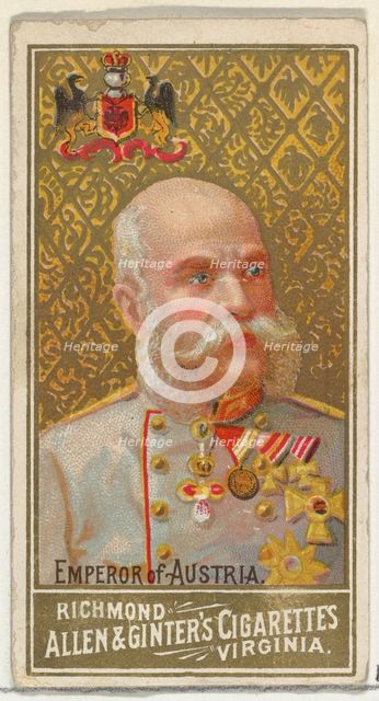 Emperor of Austria, from World's Sovereigns series (N34) for Allen & Ginter Cigarettes, 1889., 1889. Creator: Allen & Ginter.