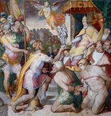 Emperor Otto I brings the Church treasury to Pope John XII. back, ca 1563