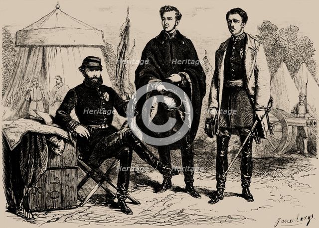 Emperor Pedro II of Brazil with his two sons-in-law, August of Saxe-Coburg and Gotha and Gaston of O