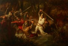Emperor Rudolf I in the Battle of Marchfeld, 1860. Creator: Leopold Loeffler