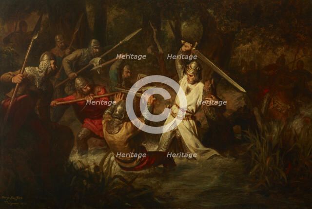 Emperor Rudolf I in the Battle of Marchfeld, 1860. Creator: Leopold Loeffler.