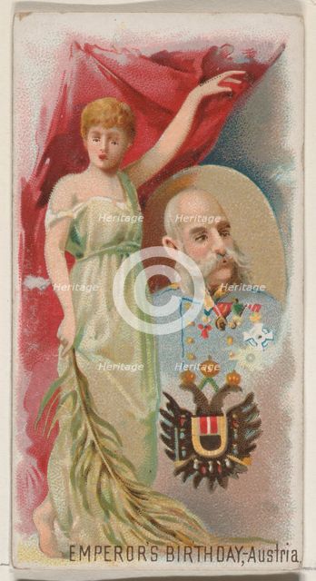 Emperor's Birthday, Austria, from the Holidays series (N80) for Duke brand cigarettes, 1890., 1890. Creator: George S. Harris & Sons.