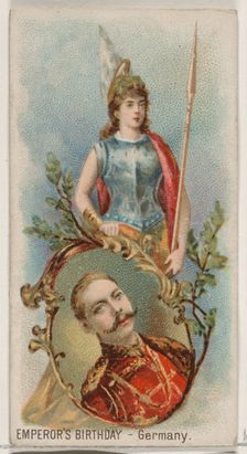 Emperor's Birthday, Germany, from the Holidays series (N80) for Duke brand cigarettes, 1890., 1890. Creator: George S. Harris & Sons