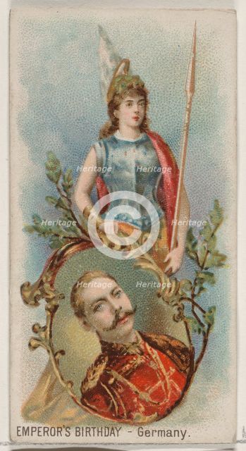 Emperor's Birthday, Germany, from the Holidays series (N80) for Duke brand cigarettes, 1890., 1890. Creator: George S. Harris & Sons.