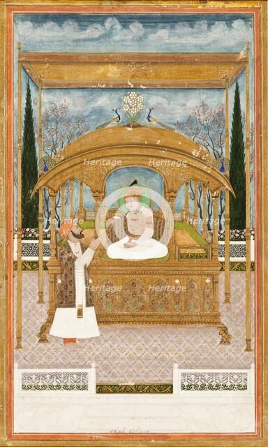 Emperor Shah Alam II on the Peacock Throne, 1801. Creator: Khair Ullah Musawir.