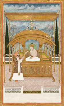 Emperor Shah Alam II on the Peacock Throne, 1801. Creator: Khair Ullah Musawir