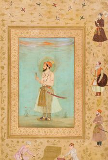 Emperor Shah Jahan (r. 1628-1658) (verso), Calligraphy (recto), Folio from the..., 1500-1544 (recto) Creator: Bichitr