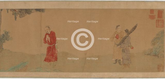 Emperor Shi Le Reverencing a Buddhist Monk, 1368-1644. Creator: Unknown.