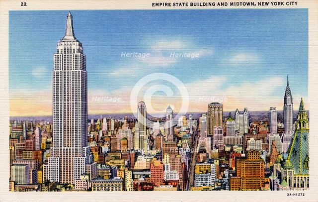 Empire State Building and Midtown New York City, New York, USA, 1933. Artist: Unknown