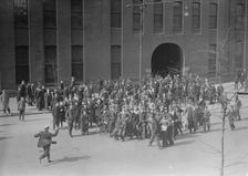 Employees of the Baldwin Locomotive works standing outside bldg., Philadelphia, 1910. Creator: Bain News Service