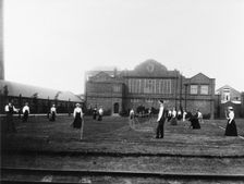 Employees playing tennis, Rowntree Tennis Club, York, Yorkshire, 1900
