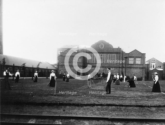 Employees playing tennis, Rowntree Tennis Club, York, Yorkshire, 1900. Artist: Unknown