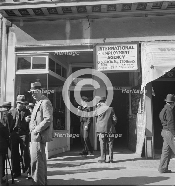 Employment agency on Howard Street, San Francisco, California, 1937. Creator: Dorothea Lange.