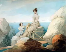 Empress Alexandra Fyodorovna with Daughter Grand Duchess Maria Nikolaievna of Russia, 1820s. Creator: Sokolov, Pyotr Fyodorovich (1791-1848)