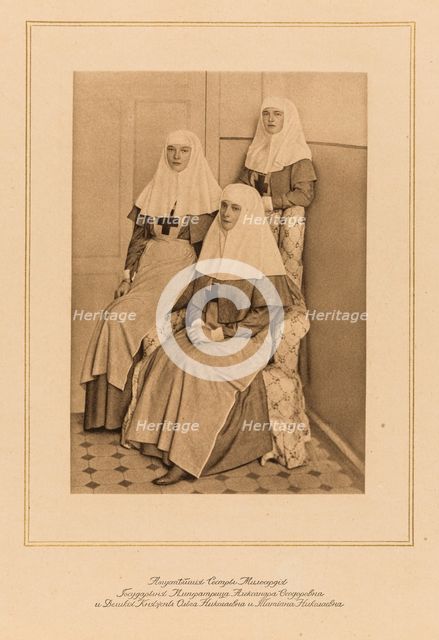 Empress Alexandra Fyodorovna of Russia with Grand Duchesses Olga Nikolaevna of Russia and Tatiana Ni