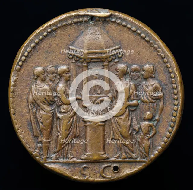 Empress and Five Women Sacrificing [reverse]. Creator: Giovanni da Cavino.