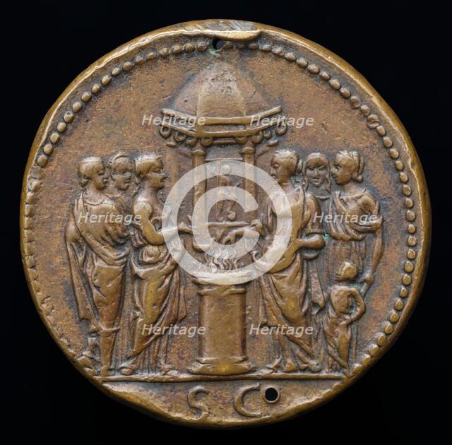 Empress and Five Women Sacrificing [reverse]. Creator: Giovanni da Cavino.