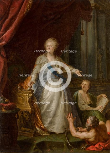 Empress Catherine II with Allegorical Figures of Saturn and History, c1793. Creator: Johann Baptist Lampi I.