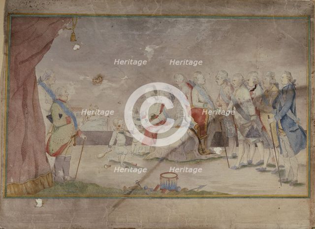Empress Catherine II with her family and courtiers, End 1780s. Artist: Anonymous  
