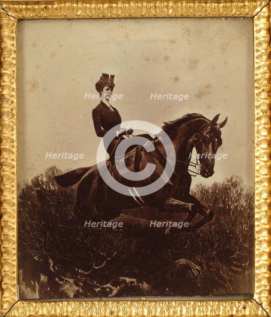 Empress Elisabeth on horseback, c. 1890. Creator: Anonymous.