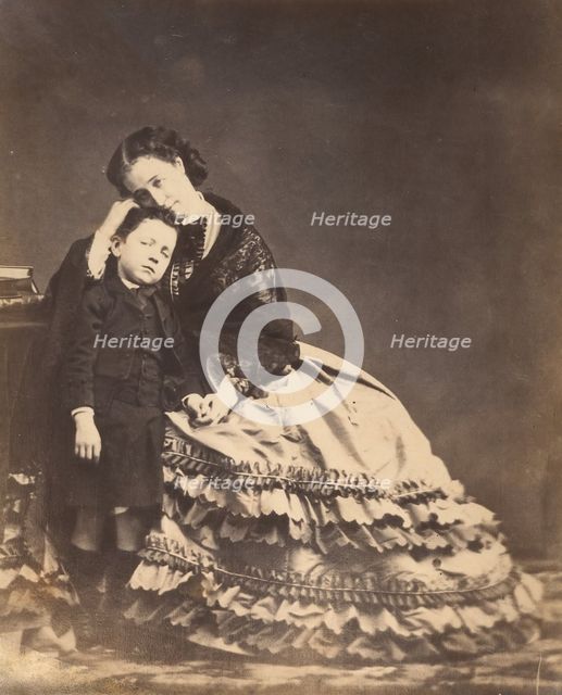 [Empress Eugénie and the Prince Imperial], 1862. Creator: Attributed to François-Benjamin-Maria Delessert.