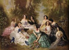 Empress Eugenie surrounded by her ladies in waiting c1920. Artist: Arthur Leonard Cox