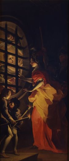 Empress Faustina Visiting Saint Catherine in Prison, 1694. Creator: Preda, Carlo (1651/52-1729)